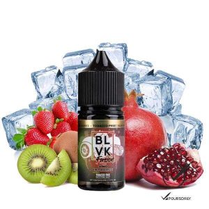 BLVK 奇異果草莓藍莓冰煙油瓶身照、三種果味煙油設計包裝圖